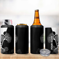 Black and White Disc Golf Tree Graphic 4 in 1 Can Cooler Tumbler with Roots Silhouette and Custom Name Design - Wonder Print Shop