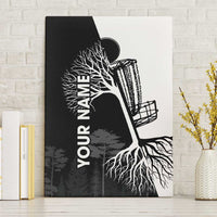 Black and White Disc Golf Tree Graphic Canvas Wall Art with Roots Silhouette and Custom Name Design - Wonder Print Shop