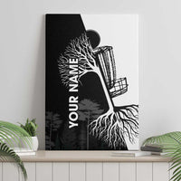Black and White Disc Golf Tree Graphic Canvas Wall Art with Roots Silhouette and Custom Name Design - Wonder Print Shop
