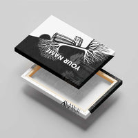 Black and White Disc Golf Tree Graphic Canvas Wall Art with Roots Silhouette and Custom Name Design - Wonder Print Shop