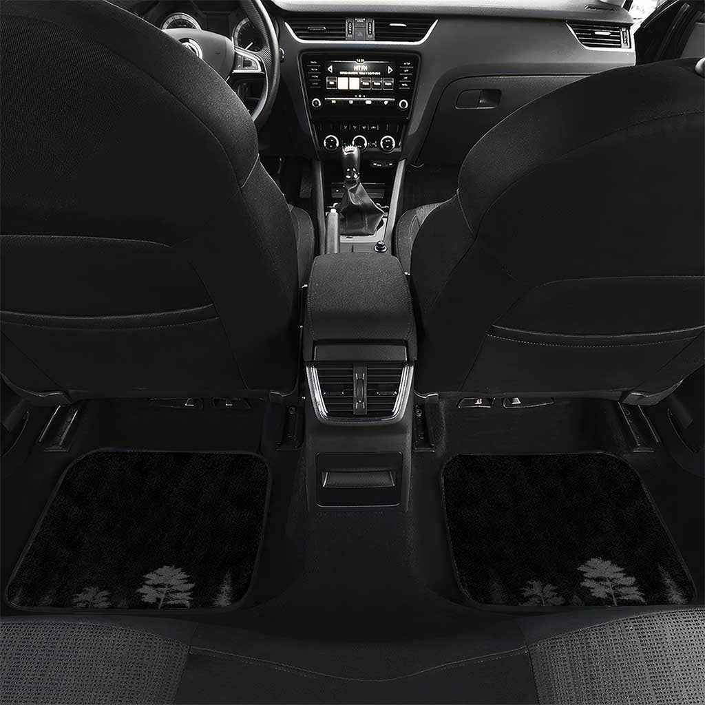 Black and White Disc Golf Tree Graphic Car Mats with Roots Silhouette and Custom Name Design - Wonder Print Shop