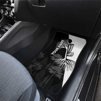 Black and White Disc Golf Tree Graphic Car Mats with Roots Silhouette and Custom Name Design - Wonder Print Shop