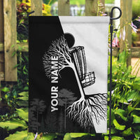 Black and White Disc Golf Tree Graphic Garden Flag with Roots Silhouette and Custom Name Design - Wonder Print Shop