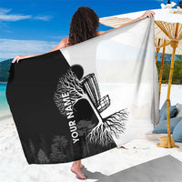 Black and White Disc Golf Tree Graphic Sarong with Roots Silhouette and Custom Name Design - Wonder Print Shop
