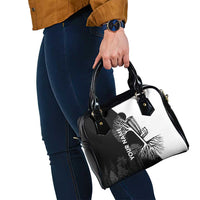 Black and White Disc Golf Tree Graphic Shoulder Handbag with Roots Silhouette and Custom Name Design - Wonder Print Shop