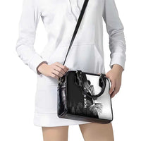 Black and White Disc Golf Tree Graphic Shoulder Handbag with Roots Silhouette and Custom Name Design - Wonder Print Shop
