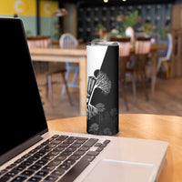 Black and White Disc Golf Tree Graphic Skinny Tumbler with Roots Silhouette and Custom Name Design - Wonder Print Shop