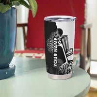 Black and White Disc Golf Tree Graphic Tumbler Cup with Roots Silhouette and Custom Name Design - Wonder Print Shop