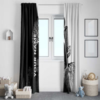 Black and White Disc Golf Tree Graphic Window Curtain with Roots Silhouette and Custom Name Design - Wonder Print Shop