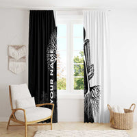 Black and White Disc Golf Tree Graphic Window Curtain with Roots Silhouette and Custom Name Design - Wonder Print Shop