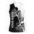 Black and White Disc Golf Tree Graphic Women Sleeveless Polo Shirt with Roots Silhouette and Custom Name Design - Wonder Print Shop
