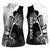 Black and White Disc Golf Tree Graphic Women Sleeveless Polo Shirt with Roots Silhouette and Custom Name Design - Wonder Print Shop