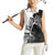 Black and White Disc Golf Tree Graphic Women Sleeveless Polo Shirt with Roots Silhouette and Custom Name Design - Wonder Print Shop