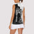 Black and White Disc Golf Tree Graphic Women Sleeveless Polo Shirt with Roots Silhouette and Custom Name Design - Wonder Print Shop