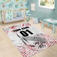 Motocross Rider Area Rug with Abstract Grunge Brush and Custom Number in Red and Black Splatter Design - Wonder Print Shop