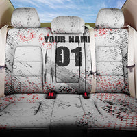 Motocross Rider Back Car Seat Cover with Abstract Grunge Brush and Custom Number in Red and Black Splatter Design - Wonder Print Shop