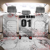 Motocross Rider Back Car Seat Cover with Abstract Grunge Brush and Custom Number in Red and Black Splatter Design - Wonder Print Shop