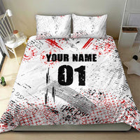 Motocross Rider Bedding Set with Abstract Grunge Brush and Custom Number in Red and Black Splatter Design - Wonder Print Shop