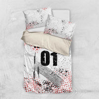 Motocross Rider Bedding Set with Abstract Grunge Brush and Custom Number in Red and Black Splatter Design - Wonder Print Shop