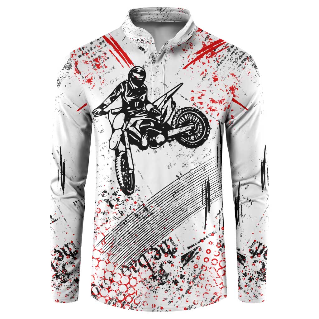 Motocross Rider Button Sweatshirt with Abstract Grunge Brush and Custom Number in Red and Black Splatter Design - Wonder Print Shop