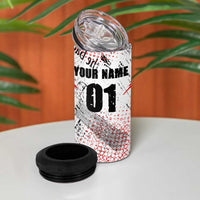 Motocross Rider 4 in 1 Can Cooler Tumbler with Abstract Grunge Brush and Custom Number in Red and Black Splatter Design - Wonder Print Shop