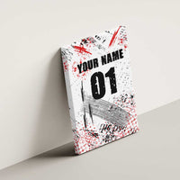 Motocross Rider Canvas Wall Art with Abstract Grunge Brush and Custom Number in Red and Black Splatter Design - Wonder Print Shop