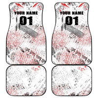 Motocross Rider Car Mats with Abstract Grunge Brush and Custom Number in Red and Black Splatter Design - Wonder Print Shop