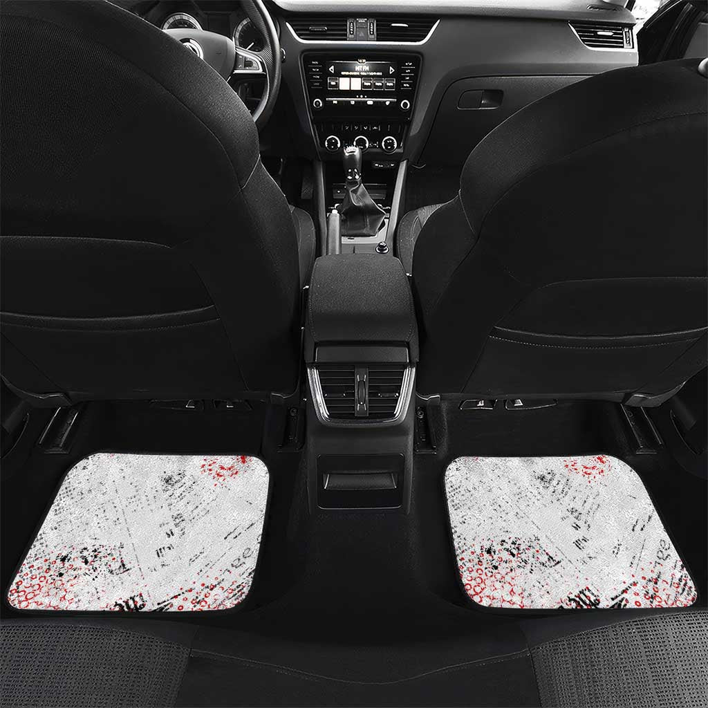 Motocross Rider Car Mats with Abstract Grunge Brush and Custom Number in Red and Black Splatter Design - Wonder Print Shop