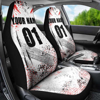 Motocross Rider Car Seat Cover with Abstract Grunge Brush and Custom Number in Red and Black Splatter Design - Wonder Print Shop