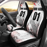 Motocross Rider Car Seat Cover with Abstract Grunge Brush and Custom Number in Red and Black Splatter Design - Wonder Print Shop