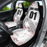 Motocross Rider Car Seat Cover with Abstract Grunge Brush and Custom Number in Red and Black Splatter Design - Wonder Print Shop