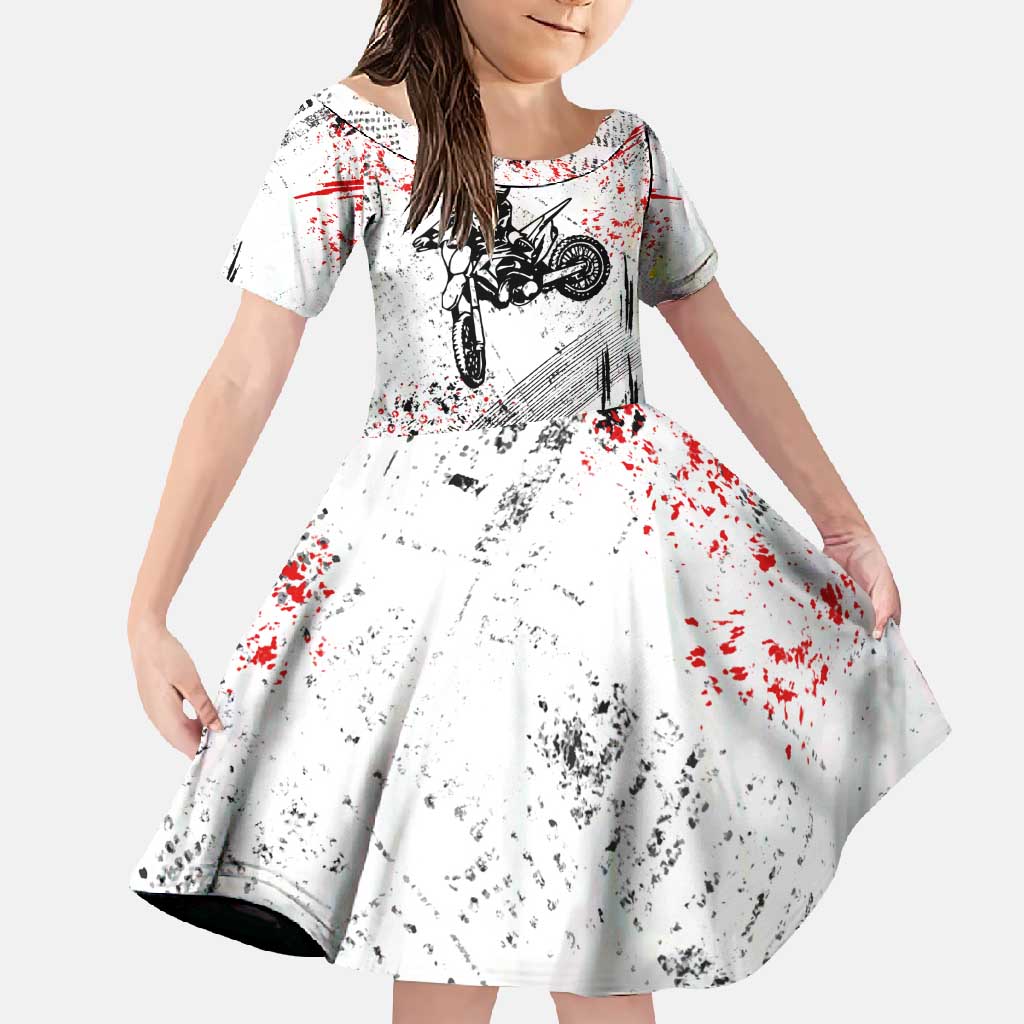 Motocross Rider Family Matching Mermaid Dress and Hawaiian Shirt with Abstract Grunge Brush and Custom Number in Red and Black Splatter Design - Wonder Print Shop