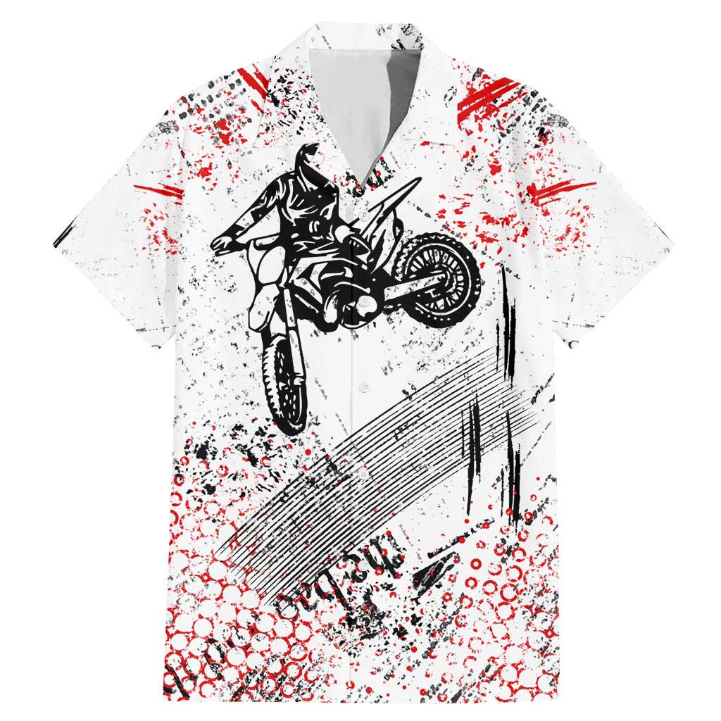 Motocross Rider Family Matching Mermaid Dress and Hawaiian Shirt with Abstract Grunge Brush and Custom Number in Red and Black Splatter Design - Wonder Print Shop