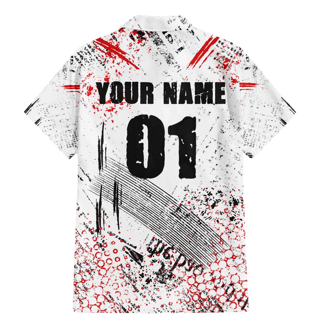Motocross Rider Family Matching Mermaid Dress and Hawaiian Shirt with Abstract Grunge Brush and Custom Number in Red and Black Splatter Design - Wonder Print Shop