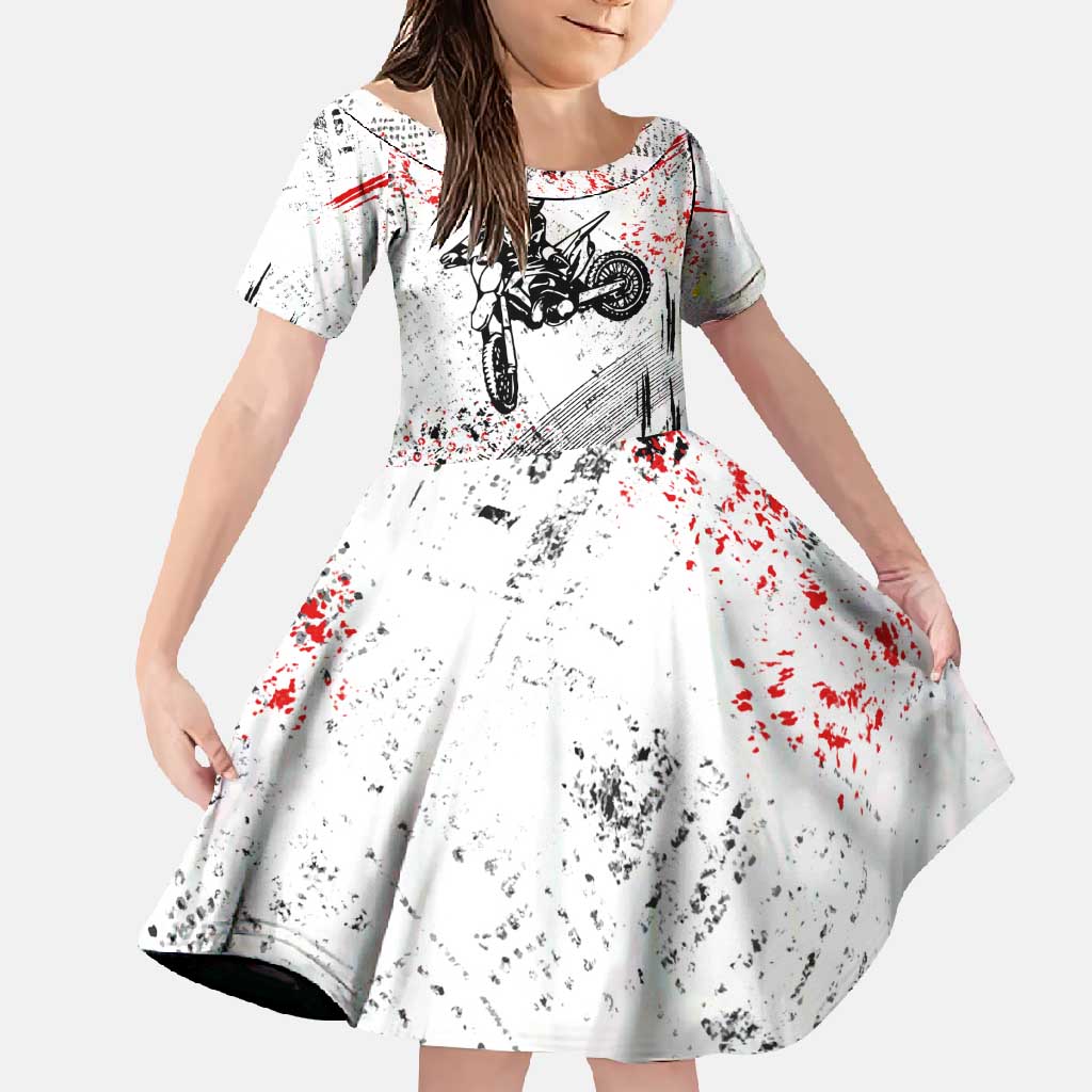 Motocross Rider Family Matching Off Shoulder Maxi Dress and Hawaiian Shirt with Abstract Grunge Brush and Custom Number in Red and Black Splatter Design - Wonder Print Shop