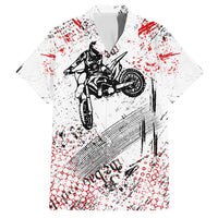 Motocross Rider Family Matching Off Shoulder Maxi Dress and Hawaiian Shirt with Abstract Grunge Brush and Custom Number in Red and Black Splatter Design - Wonder Print Shop