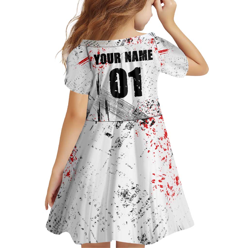 Motocross Rider Family Matching Puletasi and Hawaiian Shirt with Abstract Grunge Brush and Custom Number in Red and Black Splatter Design - Wonder Print Shop