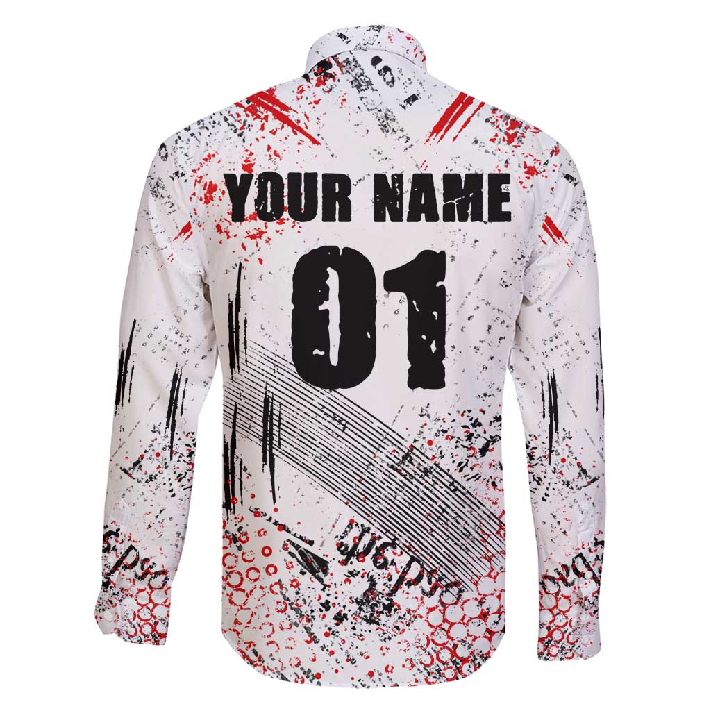 Motocross Rider Family Matching Puletasi and Hawaiian Shirt with Abstract Grunge Brush and Custom Number in Red and Black Splatter Design - Wonder Print Shop