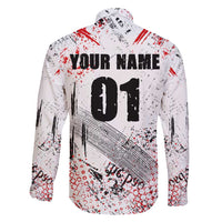 Motocross Rider Family Matching Puletasi and Hawaiian Shirt with Abstract Grunge Brush and Custom Number in Red and Black Splatter Design - Wonder Print Shop