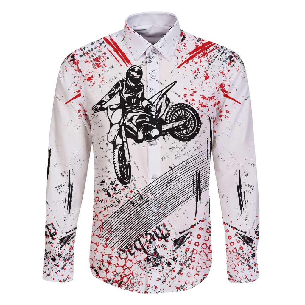 Motocross Rider Family Matching Short Sleeve Bodycon Dress and Hawaiian Shirt with Abstract Grunge Brush and Custom Number in Red and Black Splatter Design - Wonder Print Shop