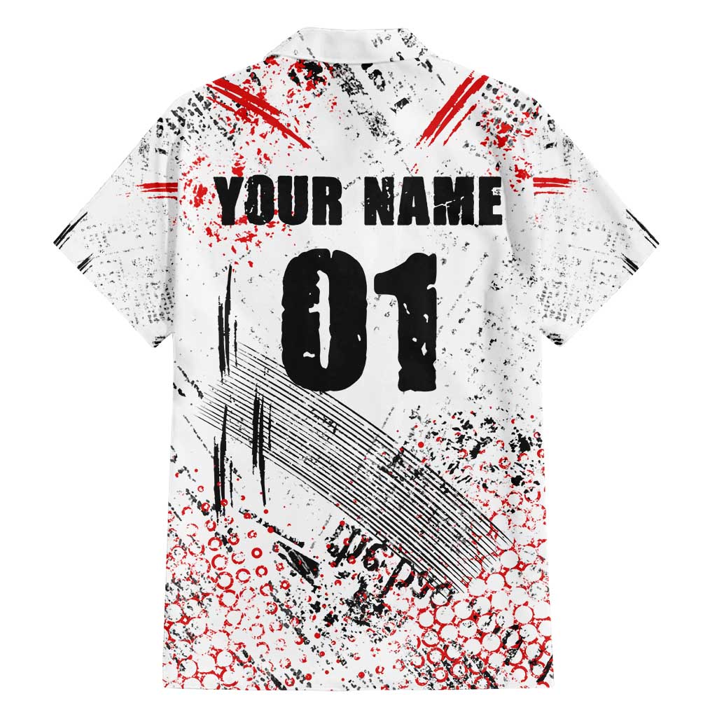Motocross Rider Family Matching Summer Maxi Dress and Hawaiian Shirt with Abstract Grunge Brush and Custom Number in Red and Black Splatter Design - Wonder Print Shop