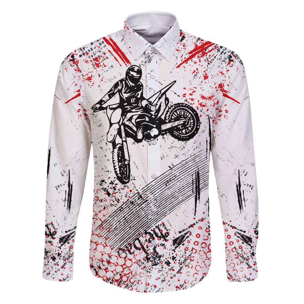 Motocross Rider Family Matching Summer Maxi Dress and Hawaiian Shirt with Abstract Grunge Brush and Custom Number in Red and Black Splatter Design - Wonder Print Shop