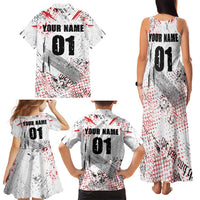 Motocross Rider Family Matching Tank Maxi Dress and Hawaiian Shirt with Abstract Grunge Brush and Custom Number in Red and Black Splatter Design - Wonder Print Shop