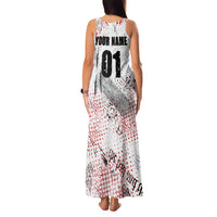 Motocross Rider Family Matching Tank Maxi Dress and Hawaiian Shirt with Abstract Grunge Brush and Custom Number in Red and Black Splatter Design - Wonder Print Shop