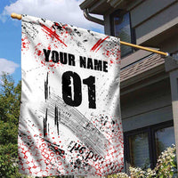 Motocross Rider Garden Flag with Abstract Grunge Brush and Custom Number in Red and Black Splatter Design - Wonder Print Shop