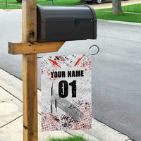 Motocross Rider Garden Flag with Abstract Grunge Brush and Custom Number in Red and Black Splatter Design - Wonder Print Shop