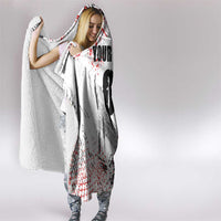 Motocross Rider Hooded Blanket with Abstract Grunge Brush and Custom Number in Red and Black Splatter Design - Wonder Print Shop