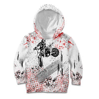 Motocross Rider Kid Hoodie with Abstract Grunge Brush and Custom Number in Red and Black Splatter Design - Wonder Print Shop