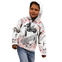 Motocross Rider Kid Hoodie with Abstract Grunge Brush and Custom Number in Red and Black Splatter Design - Wonder Print Shop