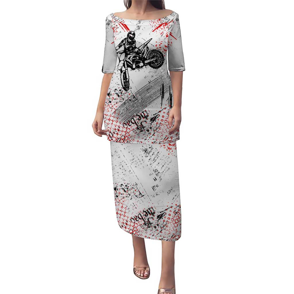 Motocross Rider Puletasi with Abstract Grunge Brush and Custom Number in Red and Black Splatter Design - Wonder Print Shop